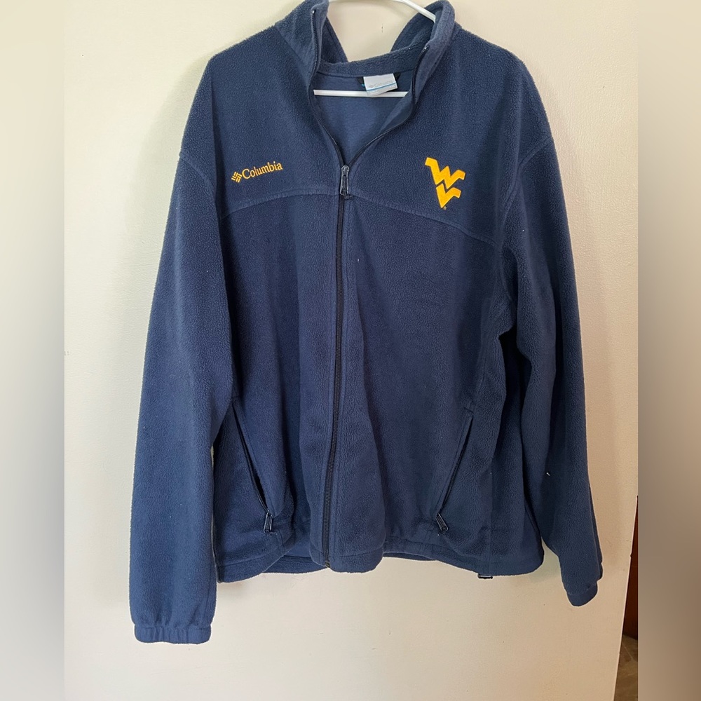 Columbia fleece zip up jacket 2X WVU WEST VIRGINIA UNIVERSITY  NAVY BLUE